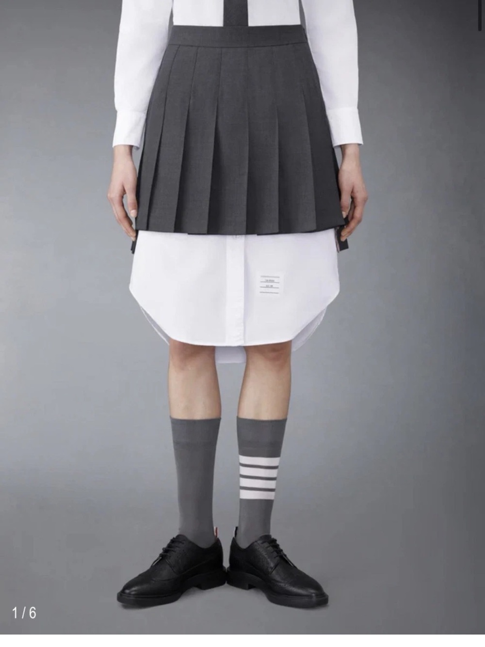 THOM BROWNE SUPER 120'S TWILL PLEATED MINI SKIRT Dark Grey Sz.42 NWT